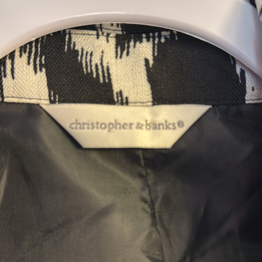 Christopher & Banks Black and White Blazer with Abstract Print - Picture 2 of 7